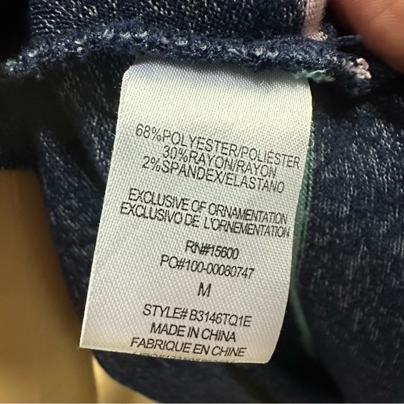 Democracy Blue Multicolor Striped Twisted Hem Keyhole Knit Top Womens Medium - Picture 7 of 9